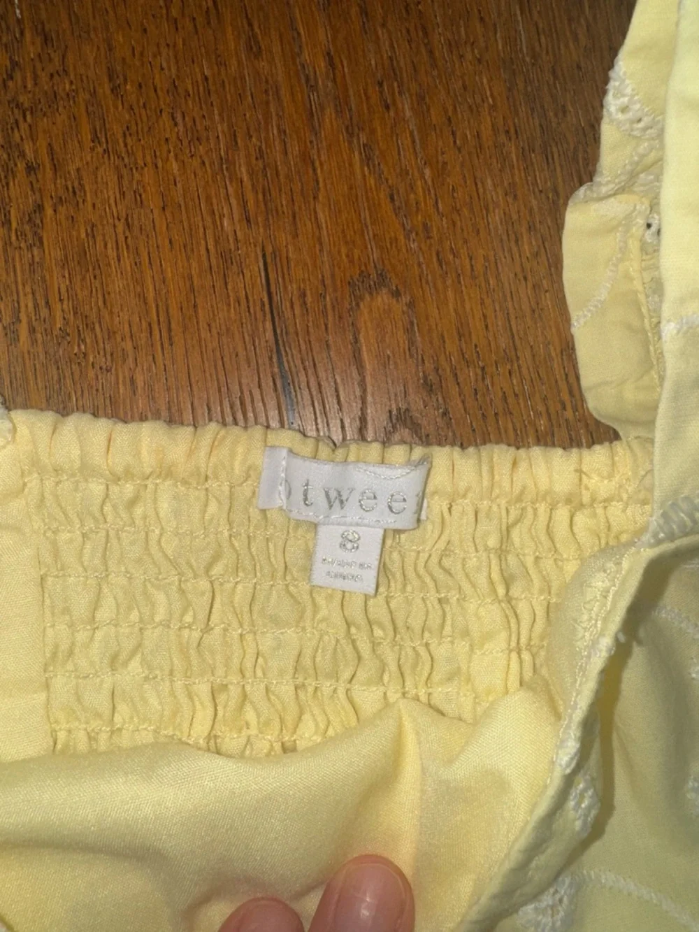 btween Size 8 Light Yellow Eyelet Straight-Leg Pants Set